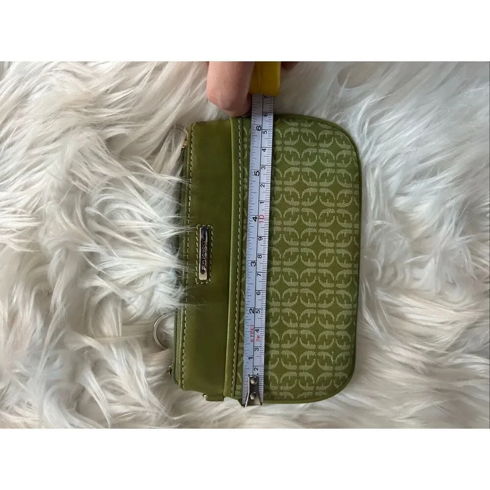 Fossil green clutch with zipper small vintage like style Y2K